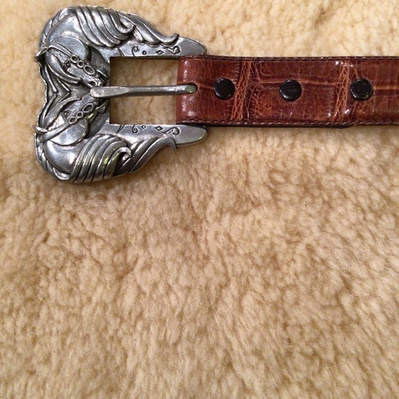 Vintage Hartnell alligator pattern brown leather belt - Picture 3 of 13